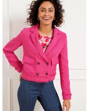Talbots Tweed Double Breasted Blazer - Pink