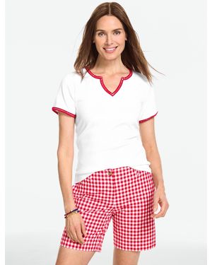 Talbots Whipstitch Short Sleeve Top - White