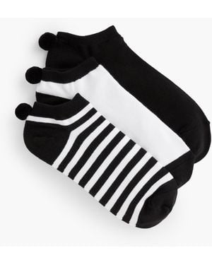 Talbots Three Pair Pom Pom Socks - Black