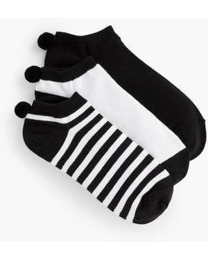Talbots Three Pair Pom Pom Socks - Black