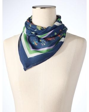 Talbots Romantic Foliage Square Scarf - Blue