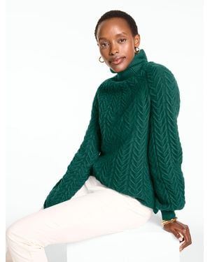 Talbots Cable Knit Mockneck Jumper - Green
