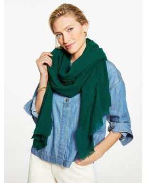 Talbots Fringe Wool Wrap - Green