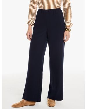 Talbots Polished Crepe Wide Leg Pull-on Trousers - Blue