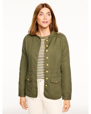 Talbots Slub Twill Military Jacket - Green