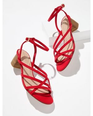 Talbots Lina Strappy Block Heel Sandals - Red