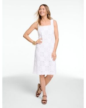 Talbots Patchwork Eyelet Shift Dress - White