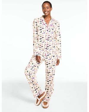 Talbots Cotton Flannel Pyjama Set - White