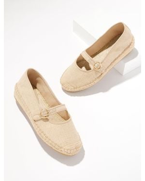 Talbots Iva Mary Jane Metallic Linen Espadrille Flats - Natural