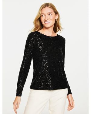 Talbots Sequin Crewneck T-shirt - Black