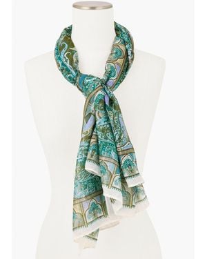 Echo Paisley Oversized Square Scarf - Green