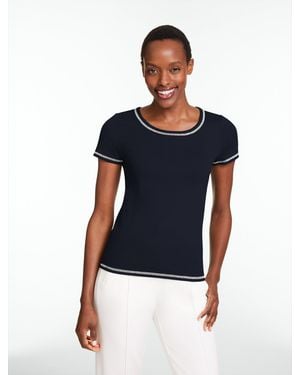 Talbots Ribbed Short Sleeve Crewneck T-shirt - Blue