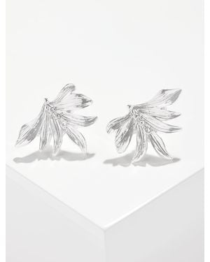 Talbots Palm Leaf Stud Earrings - Metallic