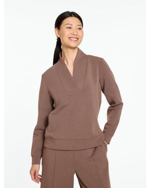 Talbots Airknit Stretch Ribbed V-neck Pullover Jumper - Brown