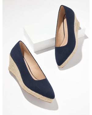 Talbots Vivi Linen Espadrille Wedges - Blue