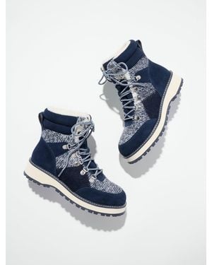 Talbots Jules Buffalo Check Brushed Flannel Hiker Boots - Blue