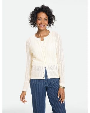 Talbots Pointelle Charming Cardigan Sweater - White