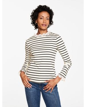 Talbots Lace Trim Crewneck T-shirt - White