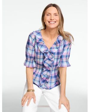 Talbots Ruffle Top - Blue