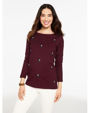Talbots Long Sleeve Bateau Neck T-shirt - Purple