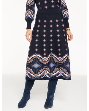 Talbots Jacquard Fit & Flare Skirt - Blue