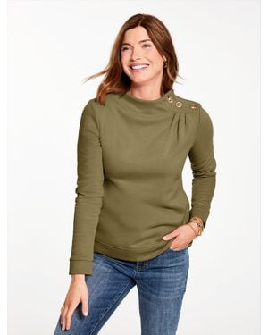 Talbots Button Shoulder Sweatshirt - Green