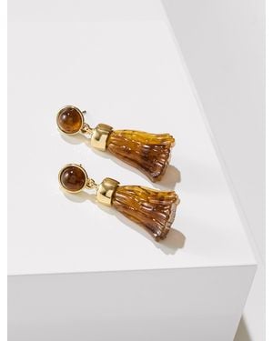 Talbots Tortoiseshell Tassel Earrings - White