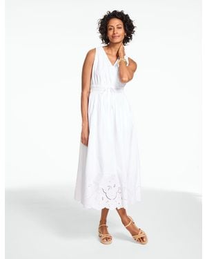 Talbots Dot Eyelet Fit & Flare Midi Dress - White