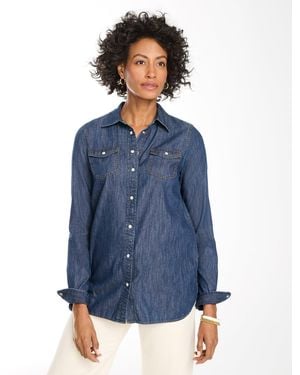 Talbots Snap Button Denim Shirt - Blue