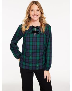 Talbots Metallic Bow Top - Blue