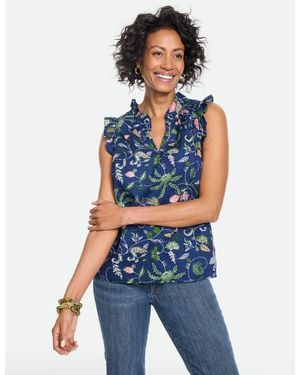 Talbots Voile Ruffle Shell Sweater - Blue
