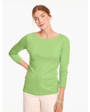 Talbots Solid Bateau Neck T-shirt Pima Cotton - Green