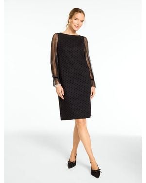 Talbots Rsvp Sheer Sleeve Ponte Dress - Black