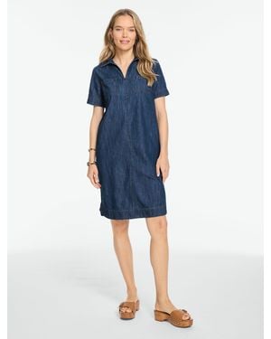 Talbots Curved Hem Denim Shirtdress - Blue