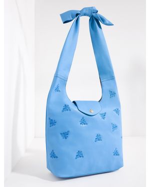 Talbots Embroidered Knot Nappa Hobo Bag - Blue