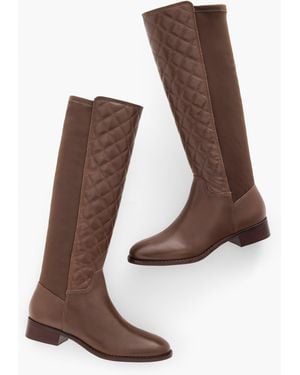 Talbots Tish Stretch Quilted Leather Tall Boots - Brown