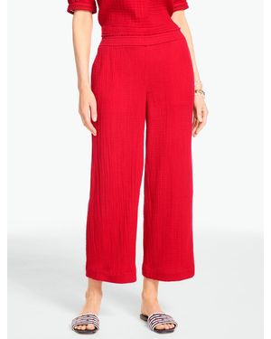 Talbots Cotton Gauze Straight Crop Pull-on Pants - Red