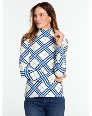 Talbots Magnificent Plaid Turtleneck Top - Blue
