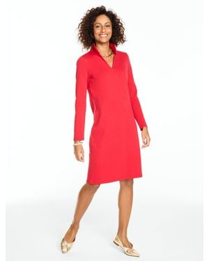 Talbots Split Neck A-line Dress - Red