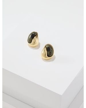 Talbots Olive Swirl Stud Earrings - White