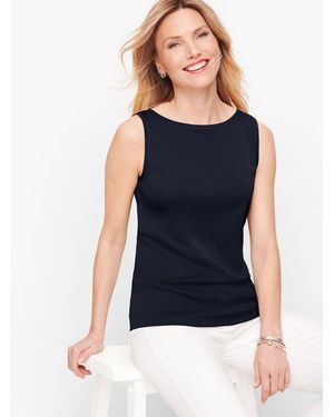 Talbots Pima Bateau-neck Sleeveless Tank Top - Blue