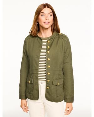 Talbots Slub Twill Military Jacket - Green