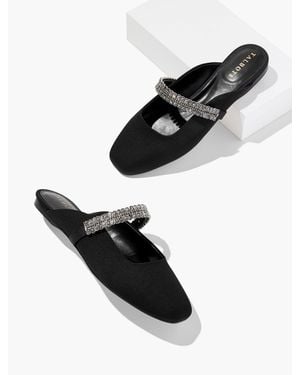 Talbots Sloane Embellished Satin Mules - Black