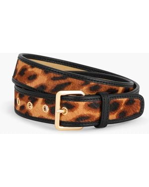 Talbots Leopard Calf Hair Belt - White