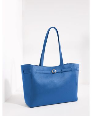Talbots Mallory Pebble Leather Belted Tote - Blue
