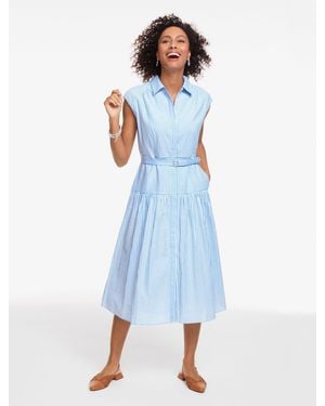 Talbots Seersucker Drop Waist Shirtdress - Blue