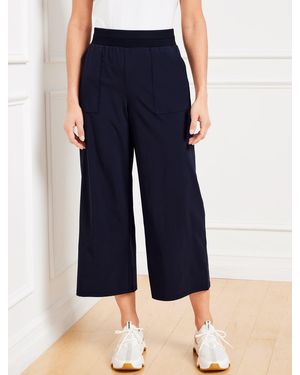 Talbots Lightweight Woven Stretch Wide Leg Ankle Trousers - Blue