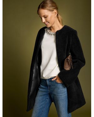Talbots Faux Shearling Collarless Jacket - Black