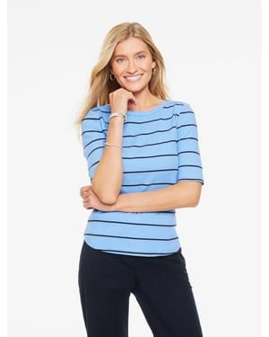 Talbots Ribbed Bateau Neck T-shirt - Blue