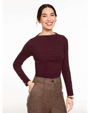 Talbots Ribbed Funnel Neck Pullover Sweater - Red